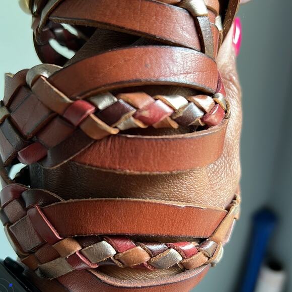 Fossil | Casual Brown Boho Woven Leather Boho Belt Size Medium - Picture 5 of 6